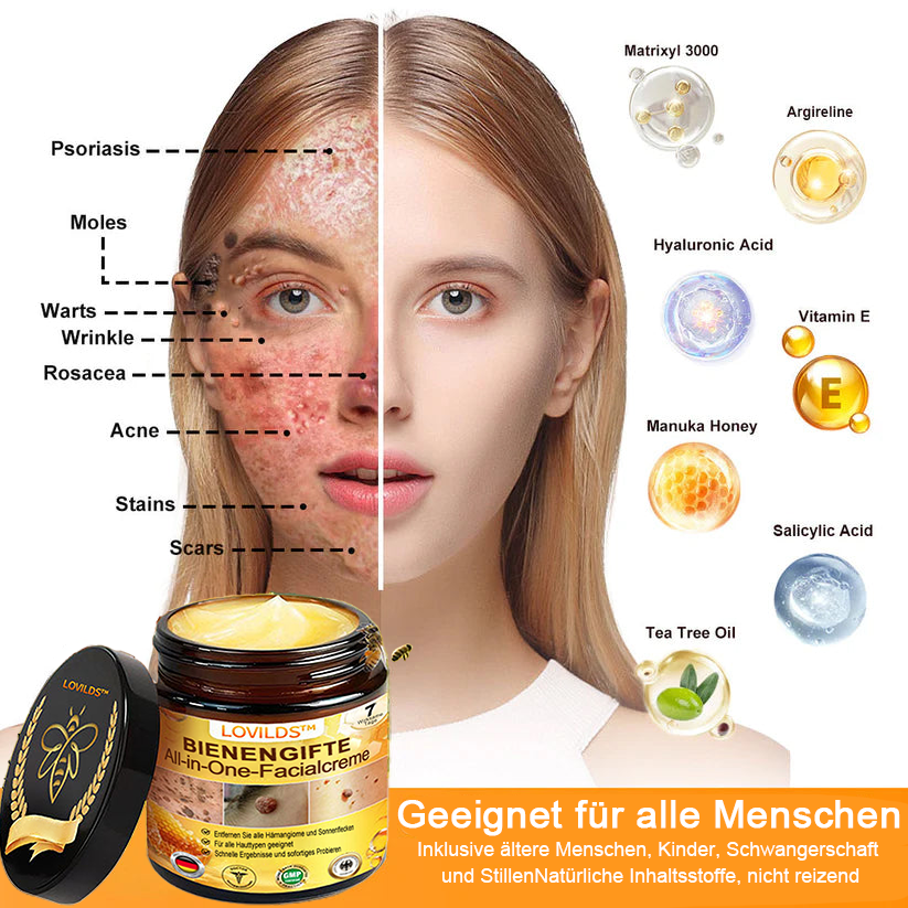 [offizieller Markenshop] 🐝 LOVILDS™ Bienengift-All-Action-Creme (👩‍⚕️ Deutsche Dermatologische Gesellschaft e.V. 𝟐𝟎𝟐𝟓Besonders empfehlenswerte Produkte).